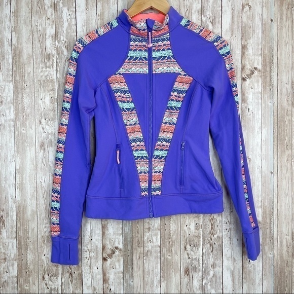 Ivivva by Lululemon Long Sleeve Zip Front Printed Jacket Size 14 Girls